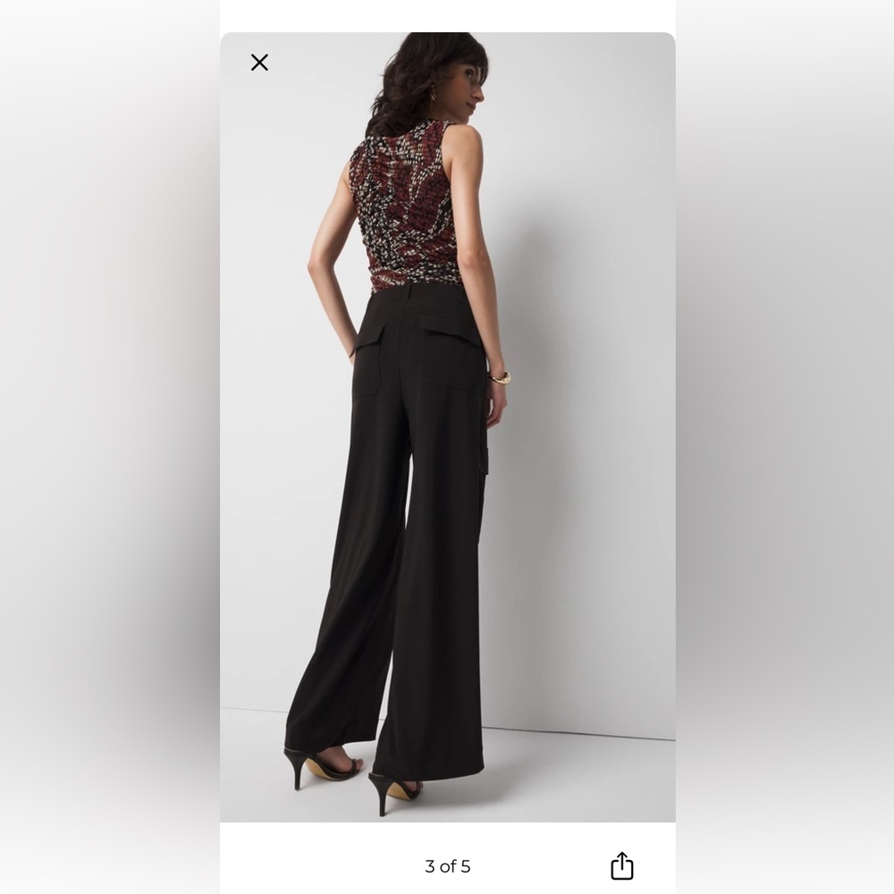 White House Black Market Elegant Black Wide-Leg Women's Pants Size Medium NWT
